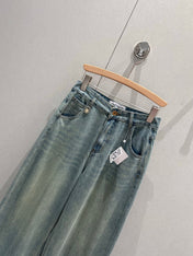 Loewe 25 Colorful Embroidered Scimitar Jeans Blue Cotton 217978