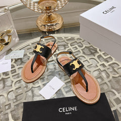 LYMPIA TRIOMPHE THONG IN CALFSKIN BLACK/BROWN