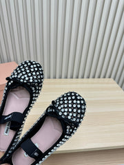 RHINESTONES MARY JANE FLATS IN BLACK SUEDE