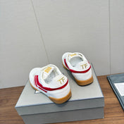 TOM FORD 26S JACKSON SNEAKERS IN WHITE AND RED SUEDE