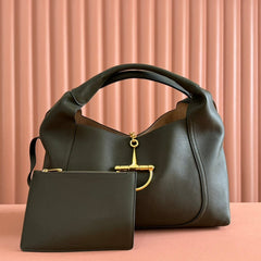 SOFTBIT MAXI SHOULDER BAG 46 IN DARK GREEN GRAINY LAMBSKIN