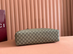 MEDIUM TOTE BAG 38 IN BEIGE AND BROWN GG COATED FABRIC PINK CALFSKIN