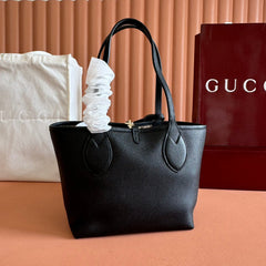 SMALL TOTISSIMA REVERSIBLE TOTE BAG 21 IN BLACK CALFSKIN BROWN BEIGE GG CANVAS