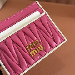 MATELASSÉ NAPPA LEATHER CARD HOLDER FUCHSIA