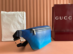 GUCCI 25S BELT BAG 39 CM IN BLUE CALFSKIN