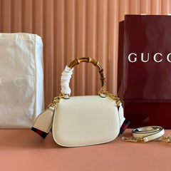 GUCCI BAMBOO MINI BAG 21 WHITE IN CALFSKIN