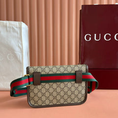 GUCCI NEO VINTAGE TIGER HEAD CROSSBODY BAG 24 IN CANVAS BROWN LEATHER TRIM