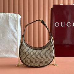 GG SUPREME SHOULDER BAG 22 BROWN IN CANVAS GOLD HARDWARE