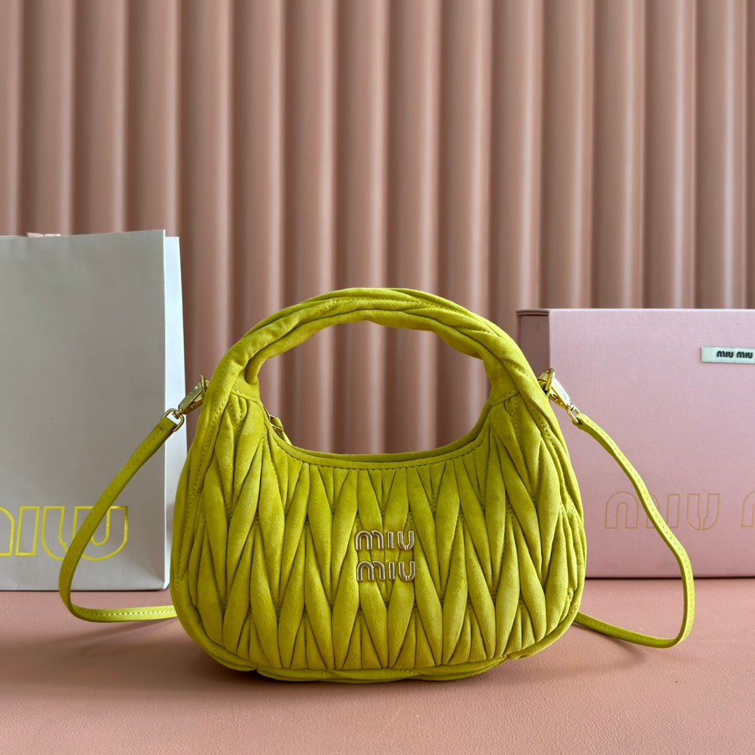 MIU MIU SUEDE HANDBAG 23 CHARTREUSE YELLOW