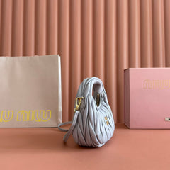 WANDER MATELASSÉ NAPPA MINI BAG 18 IN LIGHT BLUE LAMBSKIN