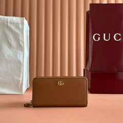 GG 25S MARMONT WALLET 19 IN BROWN CALFSKIN GOLD HARDWARE