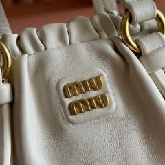 MIUMIU 26S JOIE HAND BAG 22 IN WHITE SHINY LAMBSKIN GOLD HARDWARE