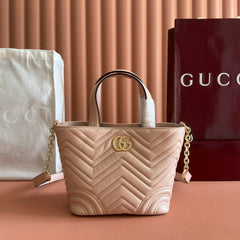 GUCCI 25S SMALL TOTE BAG 29 CM IN NUDE PINK CALFSKIN WITH GOLD HARDWARE