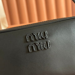 MIUMIU 26S POUCH BAG 20 IN BLACK CALFSKIN GOLD HARDWARE