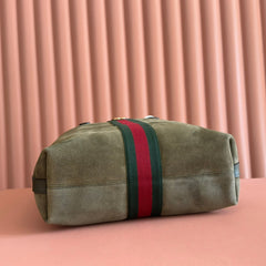 GUCCI 25S OPHIDIA MEDIUM TOTE 36 CM IN EARTH BROWN SUEDE