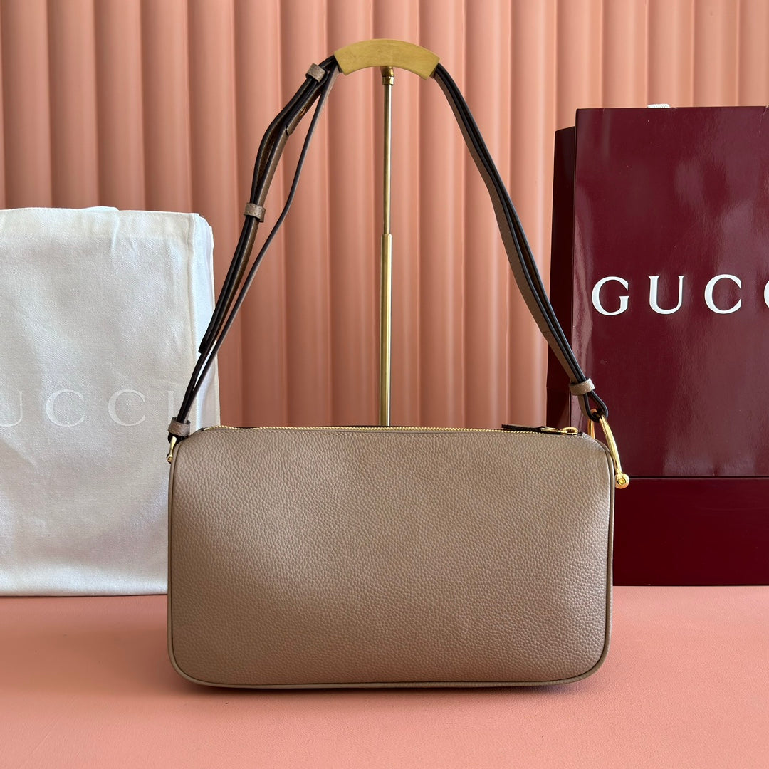 GUCCI 26S SHOULDER BAG 31 IN LIGHT EARTH BROWN CALFSKIN