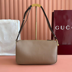 GUCCI 26S SHOULDER BAG 31 IN LIGHT EARTH BROWN CALFSKIN