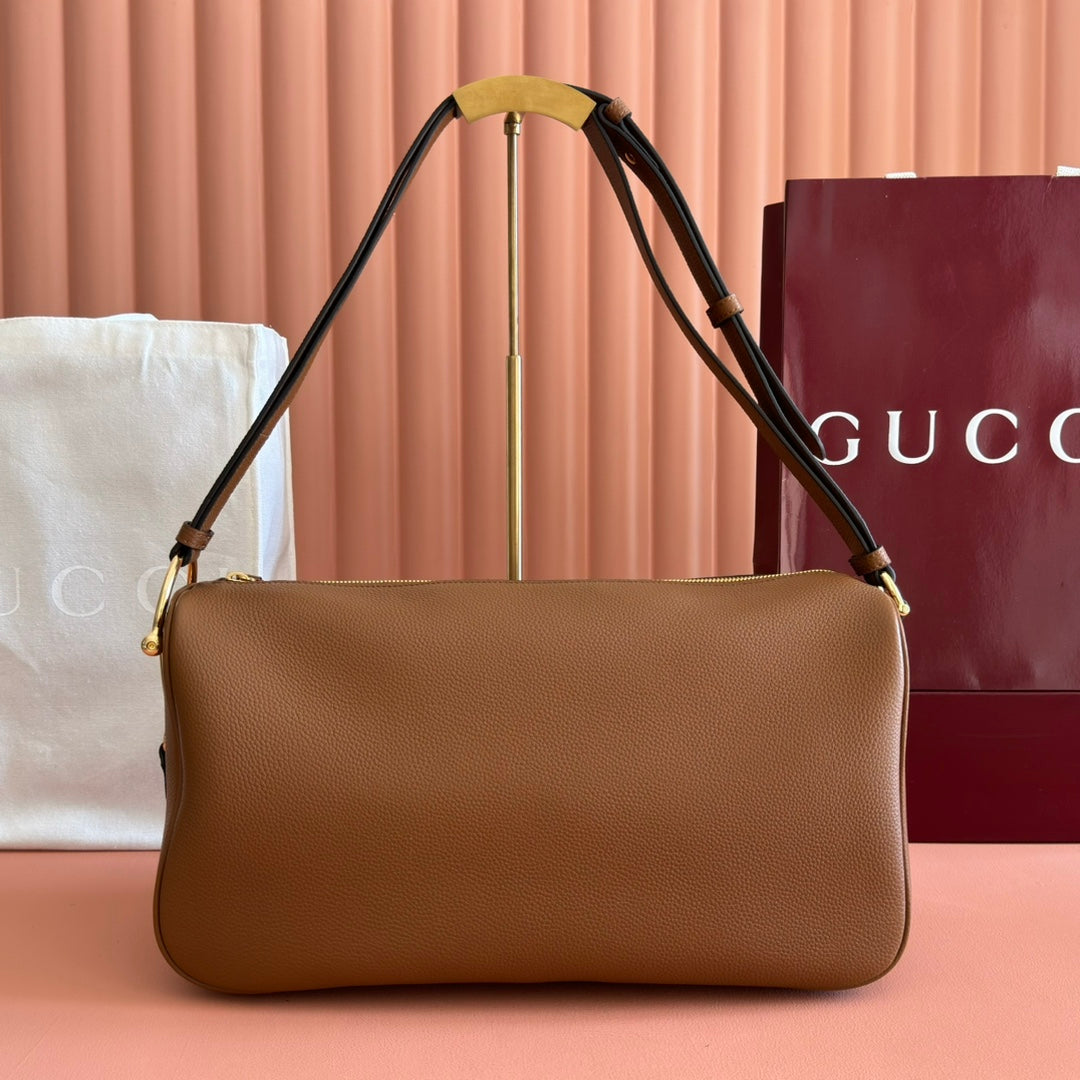 GUCCI 26S SHOULDER BAG 38 IN BROWN CALFSKIN