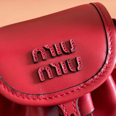 MIUMIU 26S MINI-BACKPACK 17 IN DARK RED CALFSKIN GOLD HARDWARE