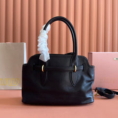 MIUMIU 26S BORSA AVENTURE BAG 30 IN BLACK CALFSKIN GOLD HARDWARE