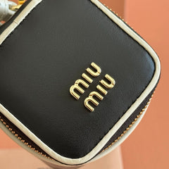 MIUMIU 26S EARPHONE CASE 6 IN BLACK CALFSKIN GOLD HARDWARE