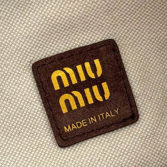 MIUMIU 26S CORDUROY POUCH BAG 25 IN CHOCOLATE BROWN SUEDE GOLD HARDWARE