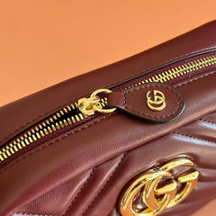 GUCCI 26S GG MARMONT SHOULDER BAG 24 IN DARK RED CALFSKIN