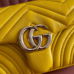 GUCCI 26S GG MARMONT BAG 22 IN YELLOW LAMBSKIN