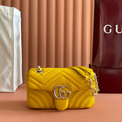 GUCCI 26S GG MARMONT BAG 22 IN YELLOW LAMBSKIN