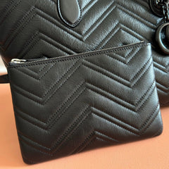 GUCCI 26S GG MARMONT TOTE BAG 30 IN BLACK CALFSKIN