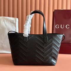 GUCCI 26S GG MARMONT TOTE BAG 30 IN BLACK CALFSKIN
