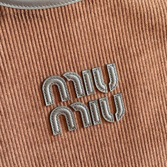 MIUMIU 26S IVY 40 TOTE IN IN CHOCOLATE BROWN CANVAS AND BLACK CALFSKIN