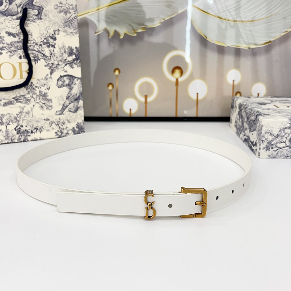 DIOR 25S BELT 20 MM IN WHITE CALFSKIN 570114