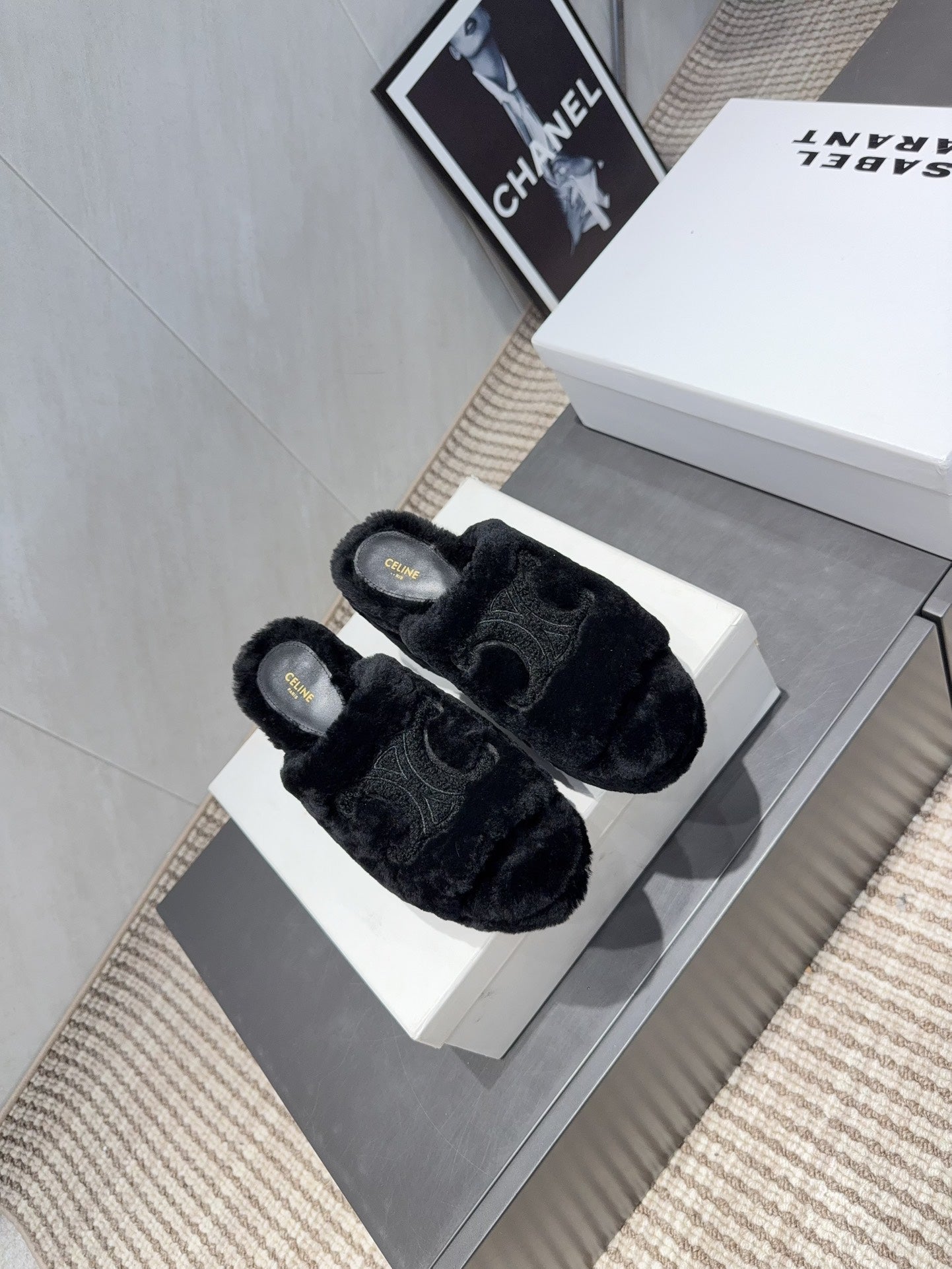 CELINE 26S HIGH-HEEL SANDALS IN BLACK PURE WOOL