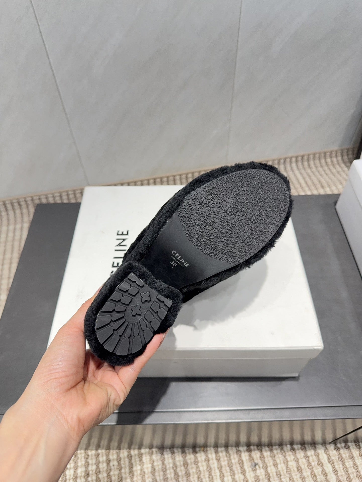 CELINE 26S HIGH-HEEL SANDALS IN BLACK PURE WOOL