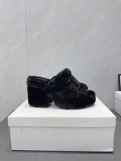 CELINE 26S HIGH-HEEL SANDALS IN BLACK PURE WOOL