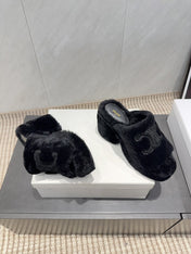 CELINE 26S HIGH-HEEL SANDALS IN BLACK PURE WOOL