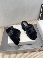 CELINE 26S HIGH-HEEL SANDALS IN BLACK PURE WOOL