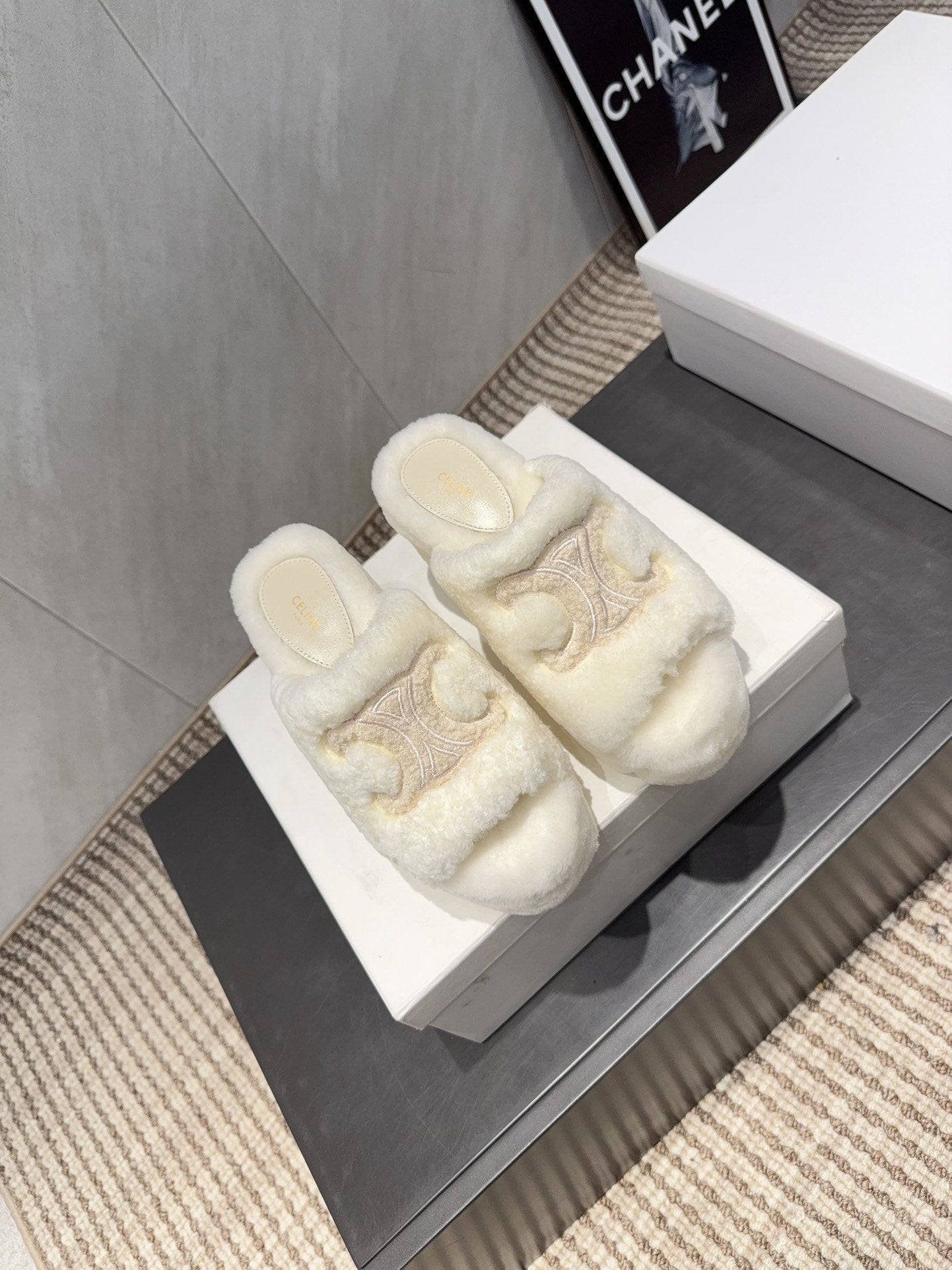 CELINE 26S HIGH-HEEL SANDALS IN WHITE PURE WOOL