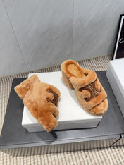 CELINE 26S HIGH-HEEL SANDALS IN BROWN PURE WOOL