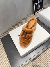 CELINE 26S HIGH-HEEL SANDALS IN BROWN PURE WOOL