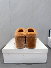 CELINE 26S HIGH-HEEL SANDALS IN BROWN PURE WOOL