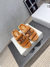 CELINE 26S HIGH-HEEL SANDALS IN BROWN PURE WOOL