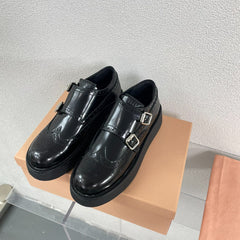 Baroque Thick-Soled Oxford Shoes Black Calfskin