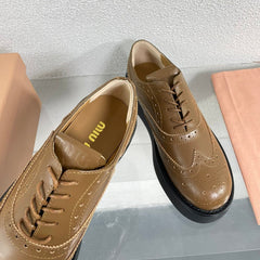 Baroque Thick-Soled Oxford Shoes With Laces Cider Calfskin