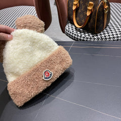 BEANIE HAT IN BEIGE MIX CAMEL BROWN WOOL AND RABBIT FUR 437687