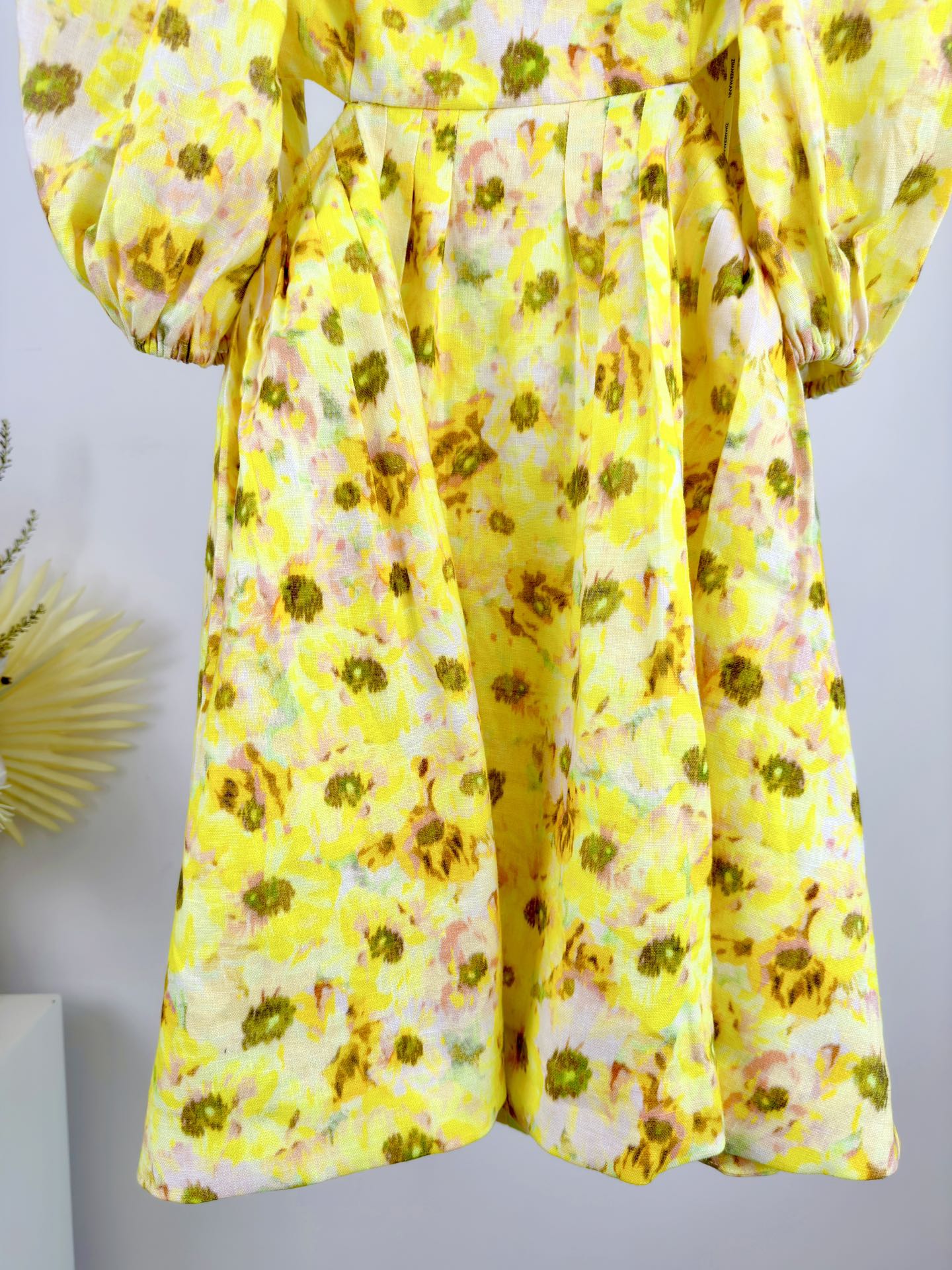 PUFF SLEEVE MINI DRESS 25S IN LINEN 266364