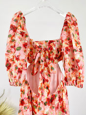 LIGHTBURST SHORT SLEEVE BACKLESS DRESS 25S IN LINEN 266370