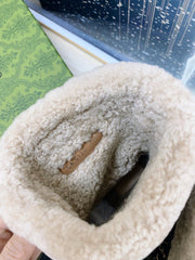 HORSEBIT ANKLE BOOTS WITH MERINO TRIM IN BLACK VELVET AND CALFSKIN