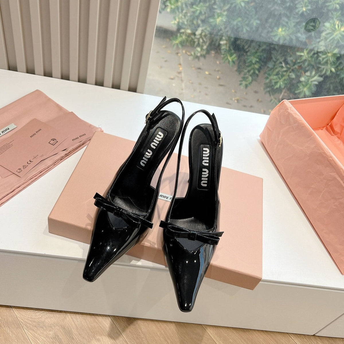 Slingback Black Imported Patent Leather